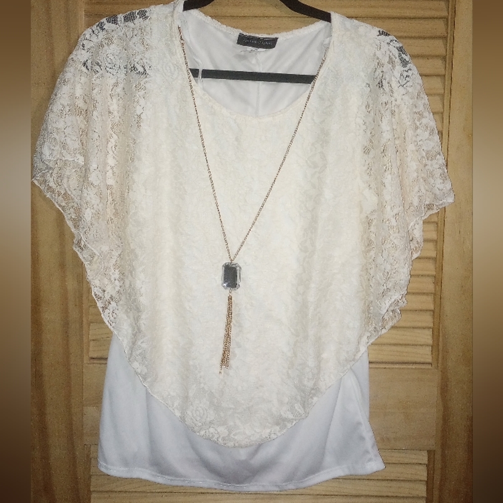 American City Wear cream lace blouse
